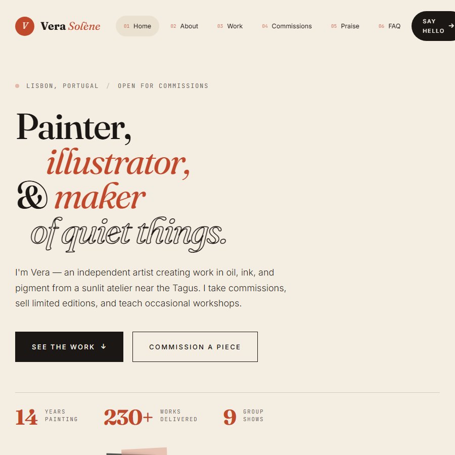 Artist free website template screenshot
