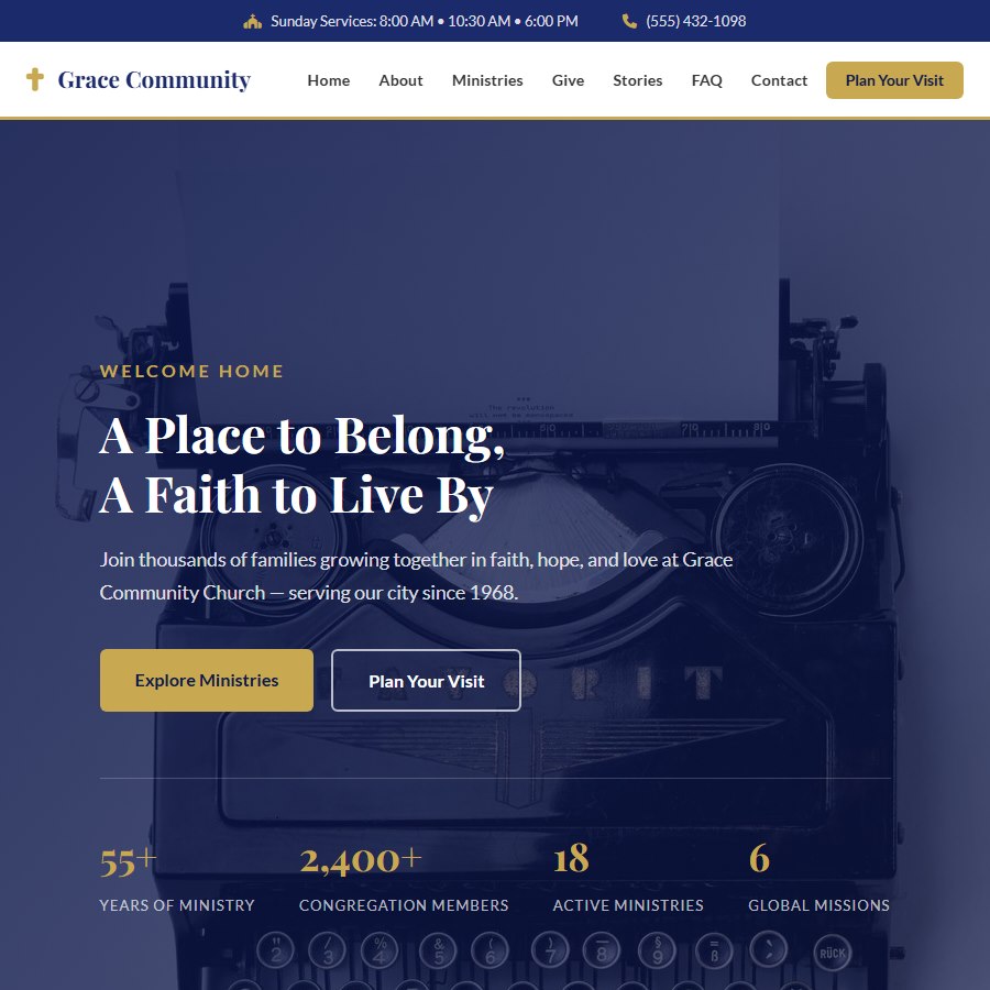 Church free website template screenshot