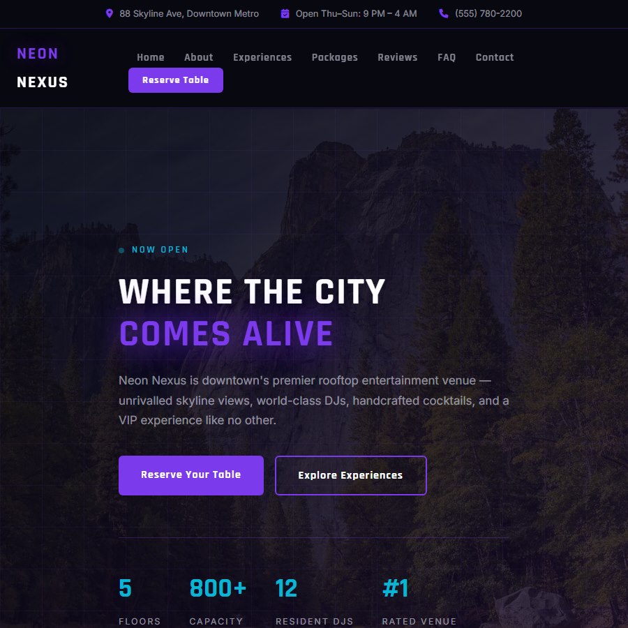 Citynight free website template screenshot