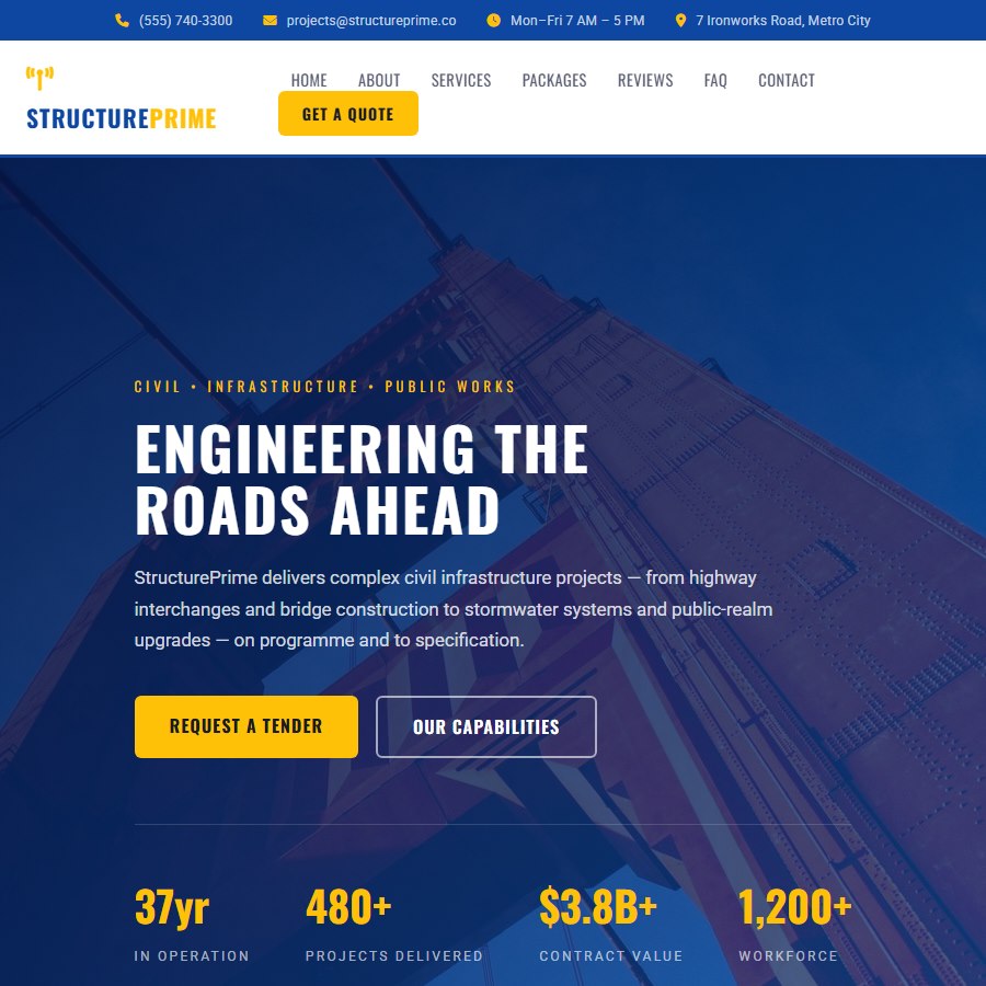 Construction1 free website template screenshot