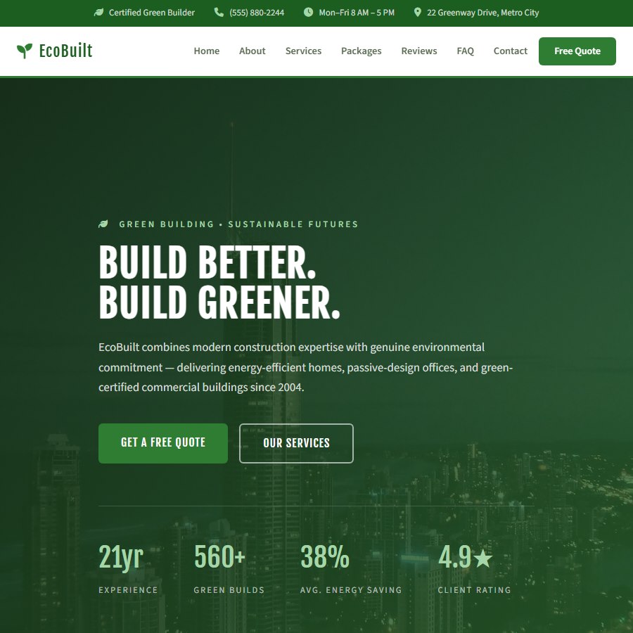 Construction2 free website template screenshot