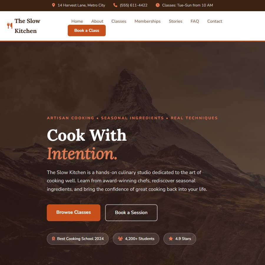 Cooking free website template screenshot