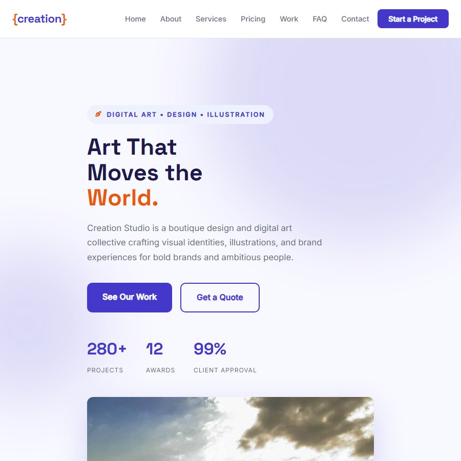 Creation free website template screenshot