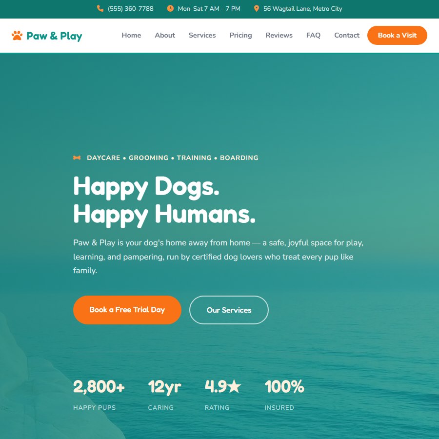 Dog free website template screenshot