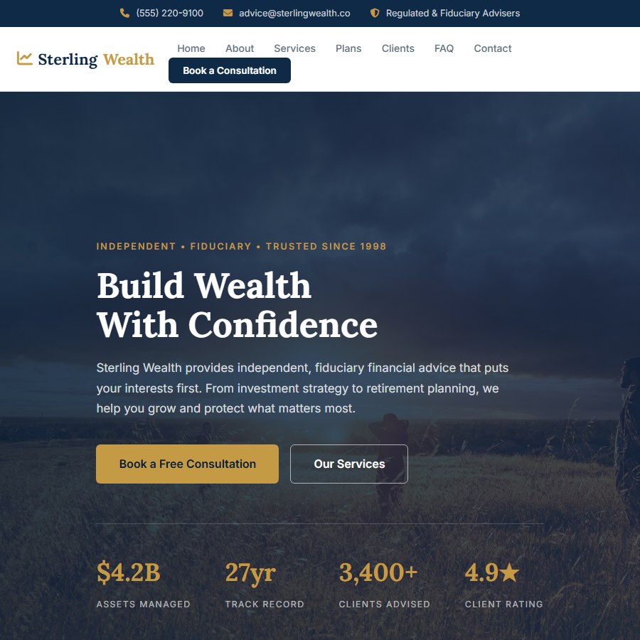 Finance free website template screenshot