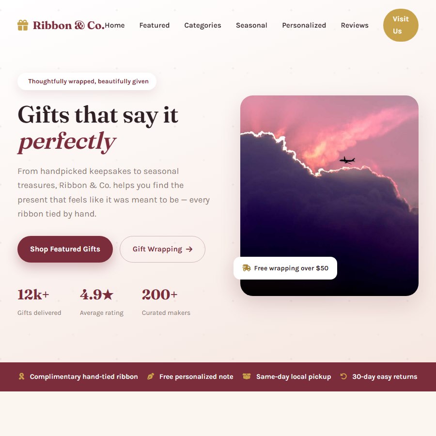 Gift free website template screenshot