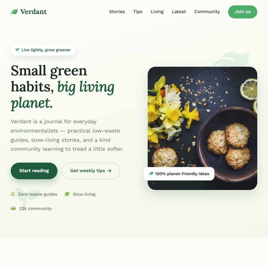 Green Blog free website template screenshot