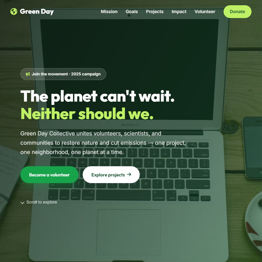 Green Day free website template screenshot