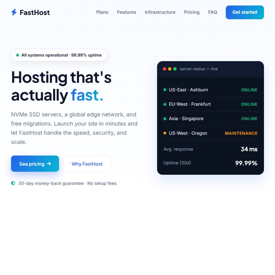 Hosting free website template screenshot