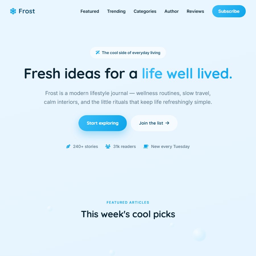 Ice Bubble free website template screenshot