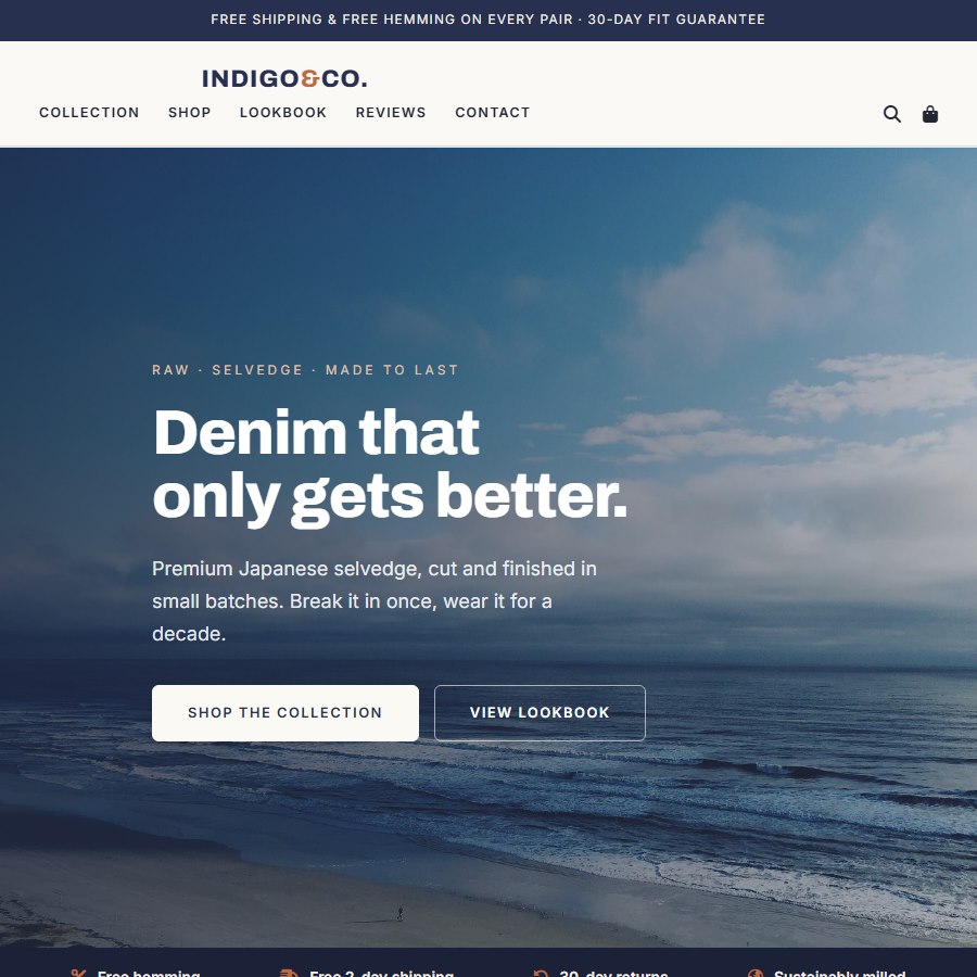 Jean free website template screenshot