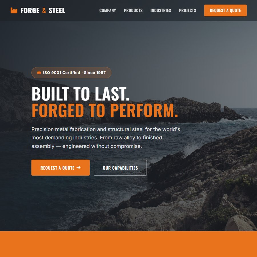 Metal free website template screenshot