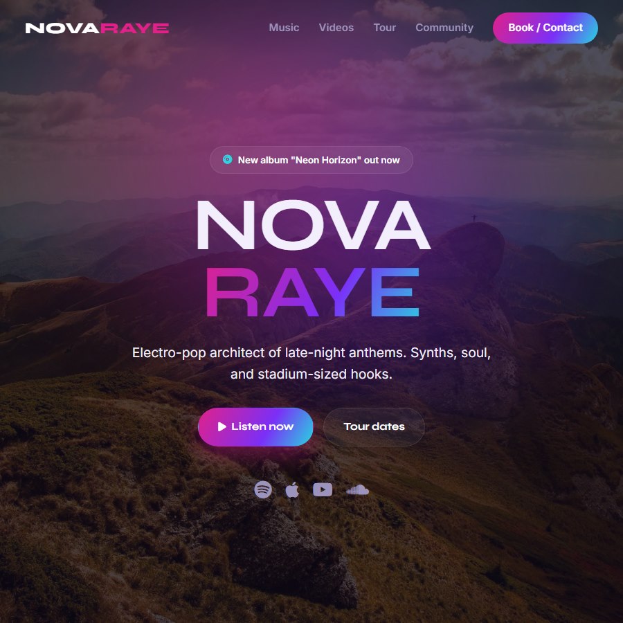 Music free website template screenshot