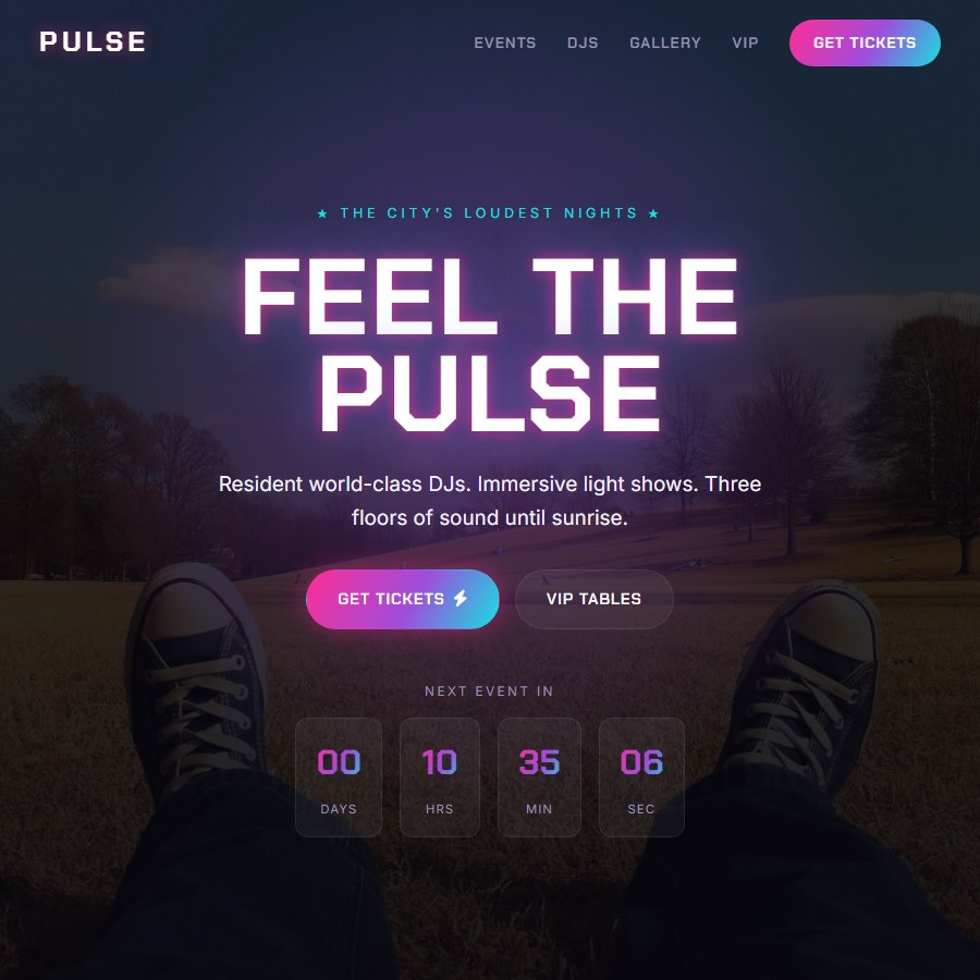 Nightclub free website template screenshot