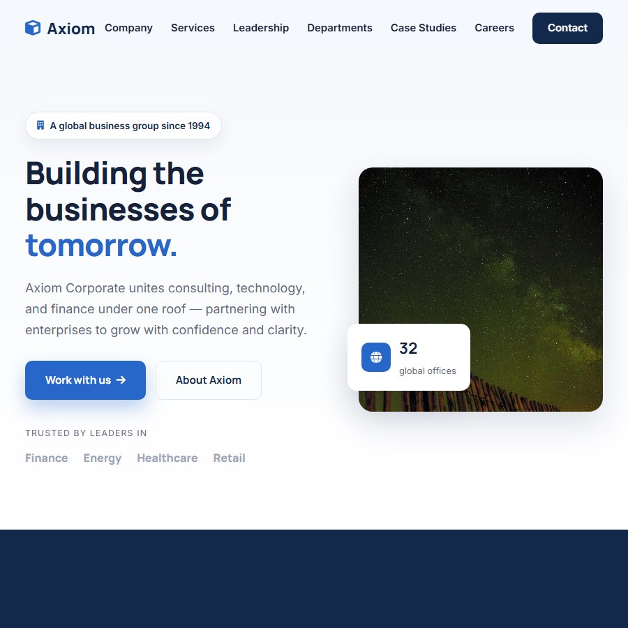 Office free website template screenshot