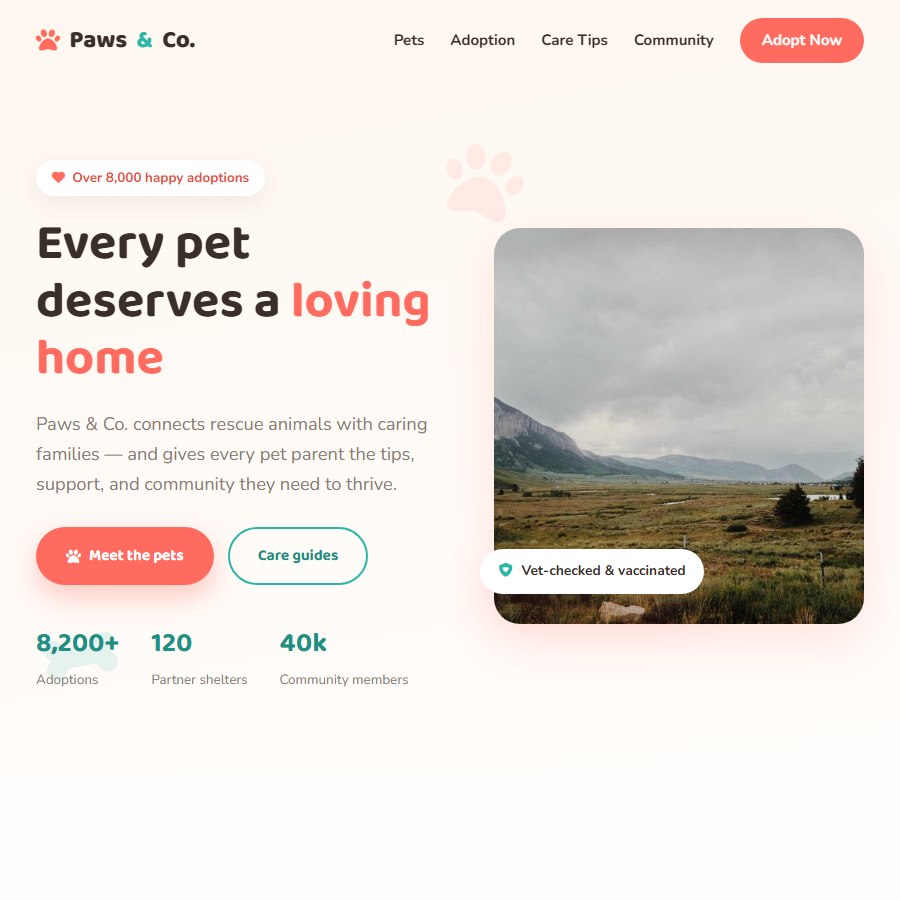 Pets free website template screenshot