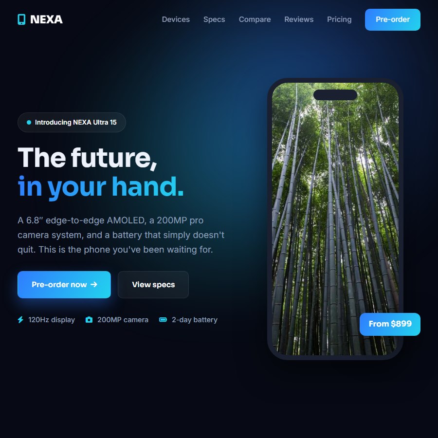 Phone free website template screenshot