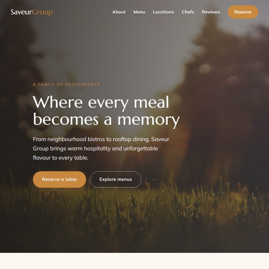 Restaurant free website template screenshot