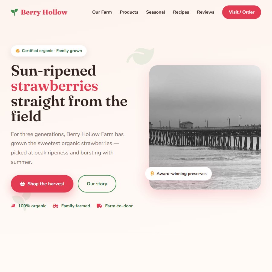 Strawberry free website template screenshot