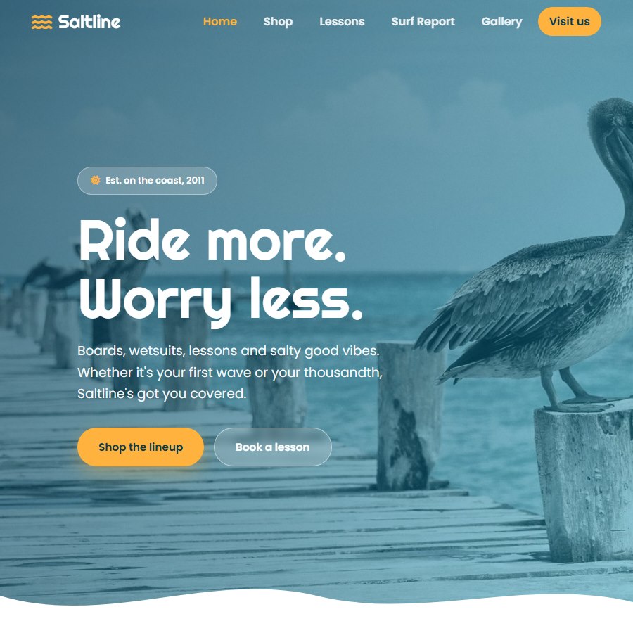 Surfing free website template screenshot