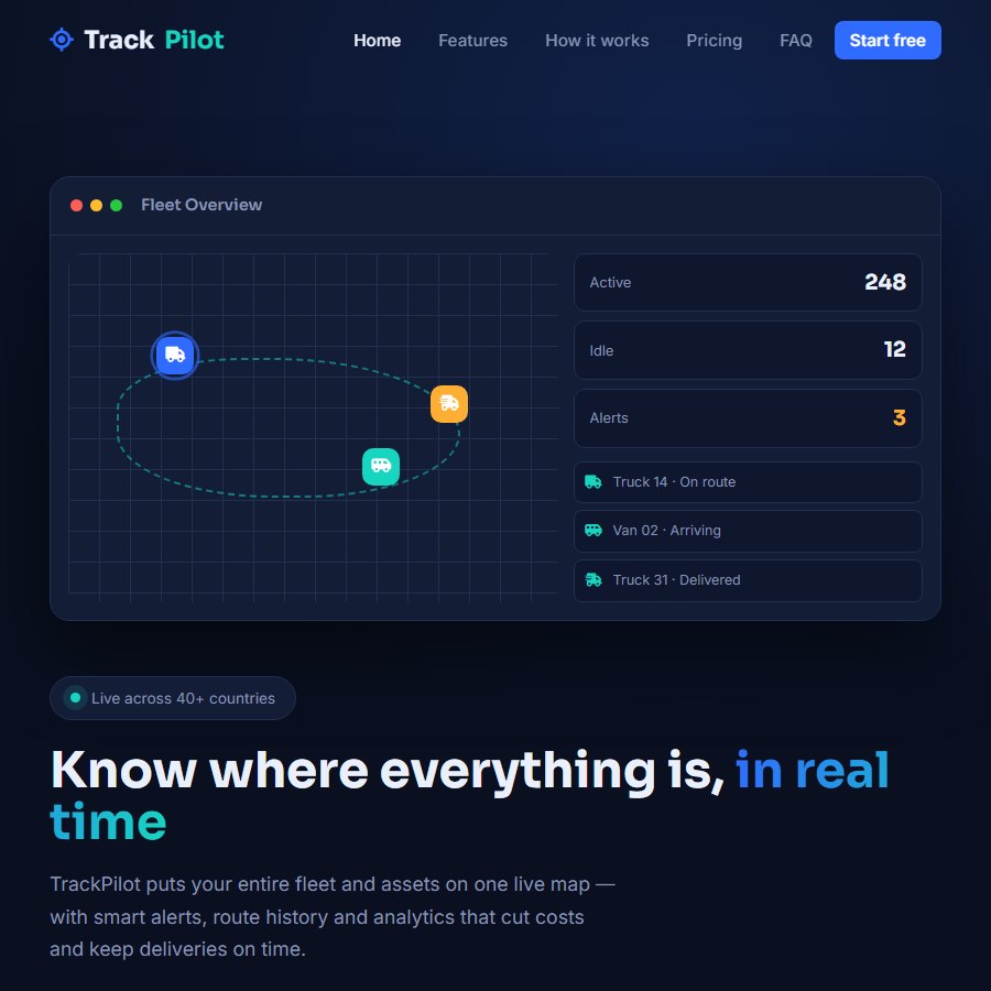 Tracking free website template screenshot